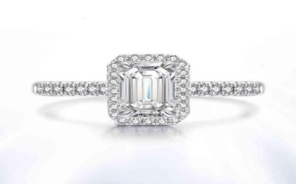 

hbp fashion luxury jewelry artificial high carbon diamond 5 7 emerald princess square zircon ring proposal engagement4575249, Silver
