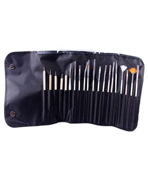 

20pcs nail art decorations brush set tools professional painting pen for false nail tips uv nail gel polish with cosmetic bag9877503, Yellow
