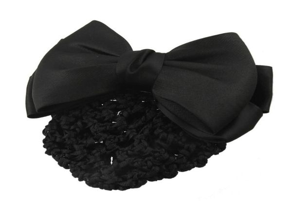 

whole new practical black bowknot decor snood net barrette hair clip bun cover8161682
