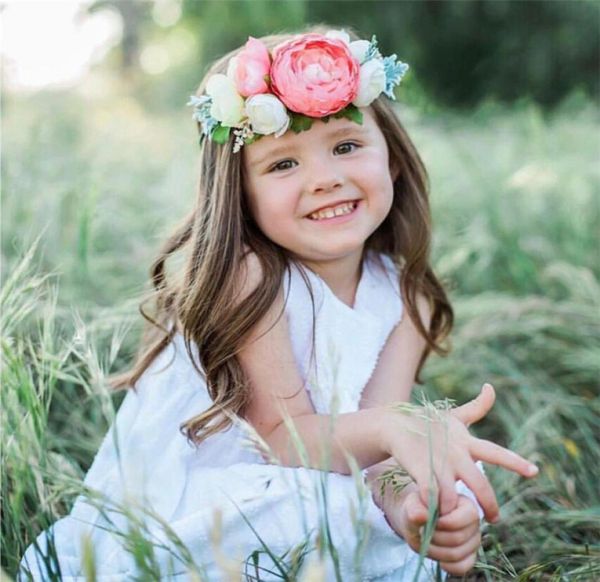 

new children039s rose flower bohemian headband girls039 fashion european and american headwear flower hair accessories headb4831004, Slivery;white