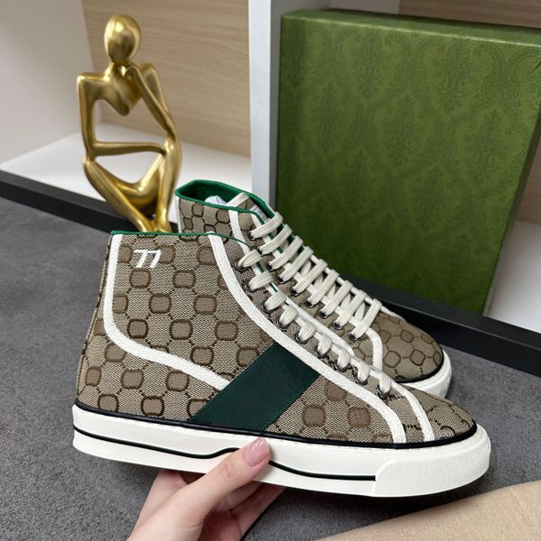 

tennis ggity 1977 canvas casual shoes luxurys designers womens shoe italy green and red web stripe rubber sole stretch cotton low mens sneak