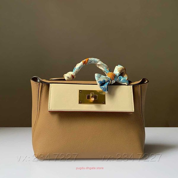 

h home designer tote bags bag 2424mini milk tea color cream white leather handmade handbag worl with real logo