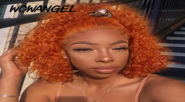 

13x6 deep ginger wig red 99j burgundy lace front wig orange colored human hair wigs deep wave bob lace front remy wowangel5284367, Black;brown