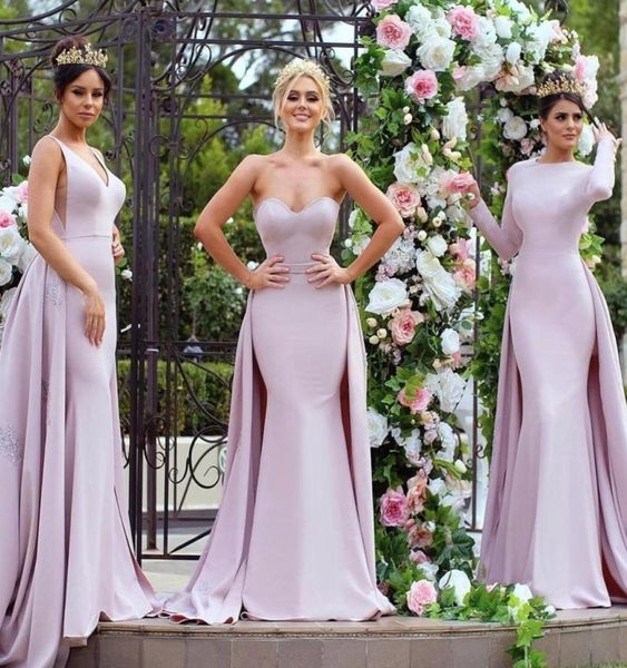 

2017 fashion blush pink mermaid prom dresses with overskirt train 3 mixed styles custom made slim formal long evening celebrity pa2170433, Black