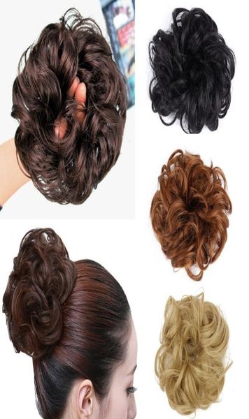 

pony tail hair extension bun hairpiece scrunchie elastic wave curly synthetic hairpieces wrap for hair bun chignon pedazo de cabel5118475, Black;brown