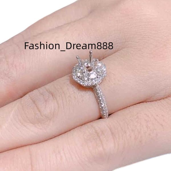 

natural diamond 18k gold ring shank 5mm center diamond jewelry main material platinum prong setting, Silver