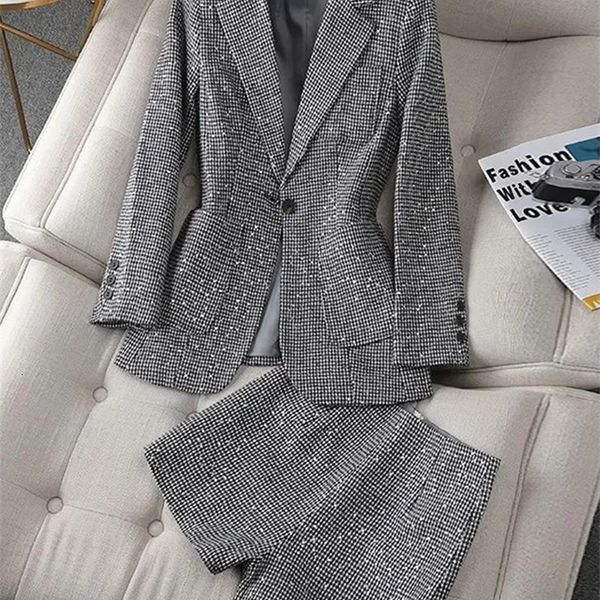 

women s tracksuit lattice vintage blazers shorts two piece suit 2023 spring autumn high waist mini casual two piece set for 230629, Gray