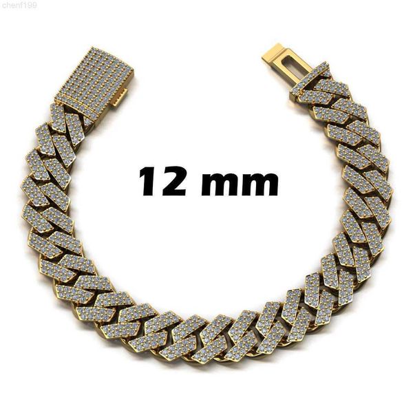 

18k gold plated 12mm diamond cuban link chain necklace, Silver