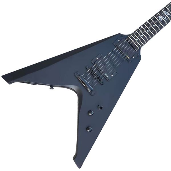 

6 string flying v eectric guitar with active pickup black hardware