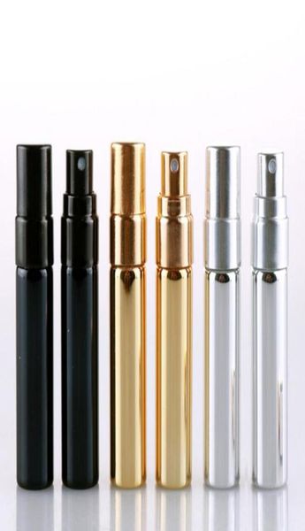 

mini glass vials perfume bottles 5ml travel refillable portable empty atomizer gold silver black perfume spray bottle1118548