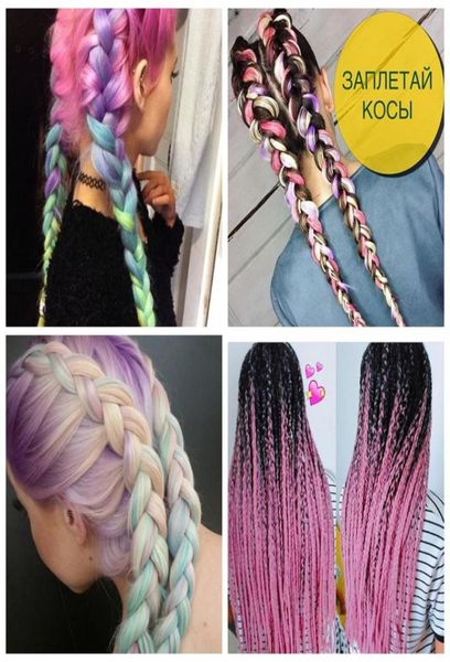 

ombre kanekalon jumbo braids hair 24inch 100g synthetic crochet hair extensions fiber for women pink green blue6808369, Black