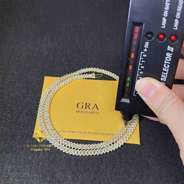 

5mm width one row iced out man jewelry gra certificates pass diamond tester vvs1 moissanite cuban link chain necklace, Silver