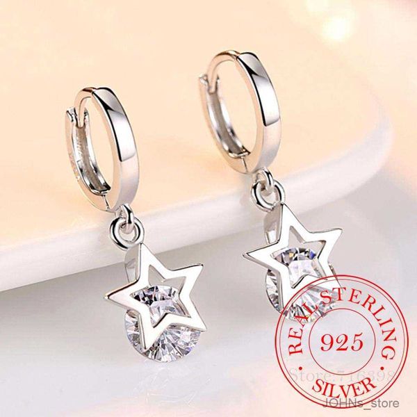 

stud 925 sterling silver crystal star charm stud earrings for women grils kids wedding gift female mujer moda r230630, Golden;silver