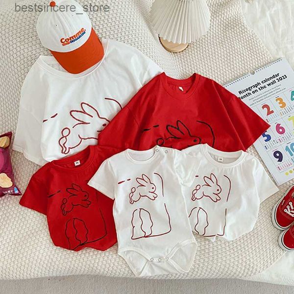 

parents and children cotton t-shirts for whole family clothes summer mom and baby girl boy clothing dad and daughters son tees l230522, Blue