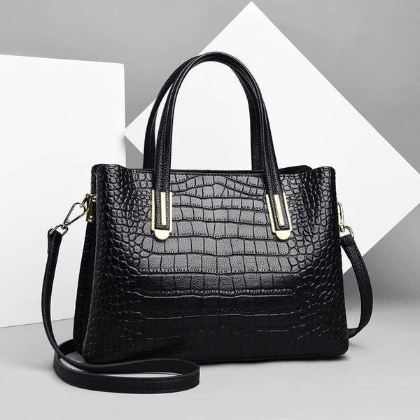 

crocodile pattern two-layer handbag new trendy style women's handbag women's versatile leather shoulder bag