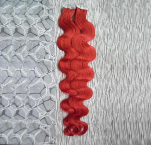 

red tape in human hair brazilian body wave human hair tape extensions 40 pcs natural body wave tape in skin weft hair extensions 11144995, Black