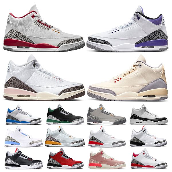 

outdoor mens womens 3s bastetball shoes white cement cardinal red dark iris 3 sposrts sneakers trainers
