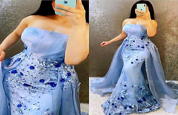 

2021 plus size arabic aso ebi lace beaded mermaid prom dresses strapless evening formal party second reception bridesmaid dre6467619, Black