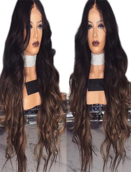 

150 high density 1b 30 ombre full lace wigs human hair two tone with baby hair glueless full lace wigs brazilian for women8813031, Black;brown