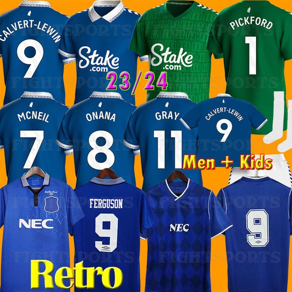 

23 24 rotterdam retro1986/87 1994/95 ferguson everton soccer jerseys ecw ratcliffe bracewell reid gary lineker kanchelskis rideout vintage r, Black;yellow