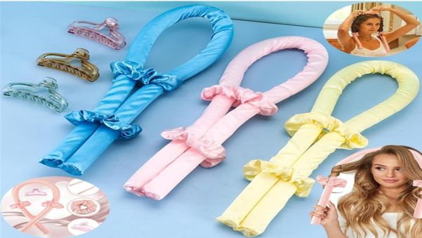 

heatless curling rod headband lazy curler set soft wave rollers not damage women hair curls styling tools straighteners with clip2811833