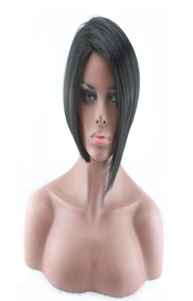 

woodfestival short straight wig synthetic black cosplay bob wigs heat resistant hair for black women bangs3650390