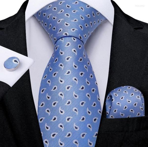 

bow ties gift men tie light blue paisley silk wedding for dibangu design hanky cufflink quality set fashion drop fier222315781, Black;gray