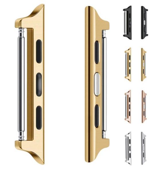 

1 pair diy adapter 11 for apple watch band connector replacement 38mm 42mm band stainless steel for iwatch series 1 2 3 adapter s9900627, Bronze;slivery