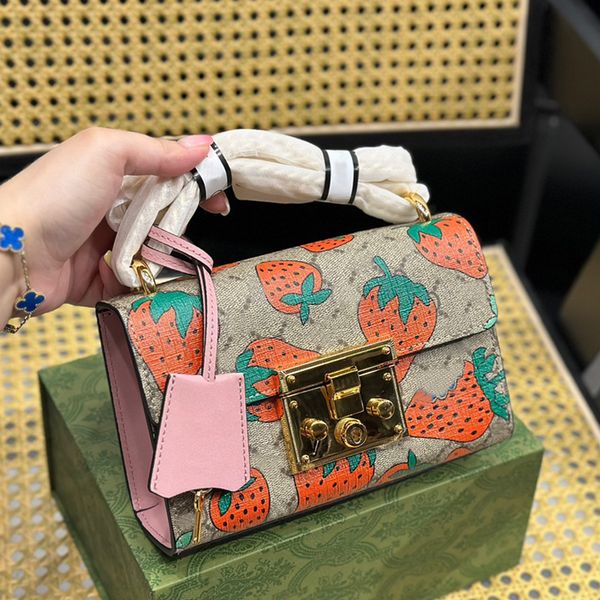 

chain crossbody bag handbags vintage cartoon letter women shoulder bags square flap metal hardware latch cell phone pocket clutch purse lady
