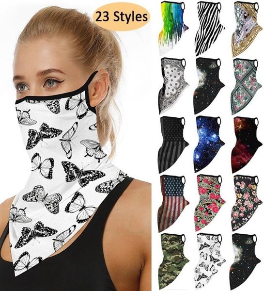

dhl neck cover head scarf butterfly floral print half face mask sun protection ear hanger cycling breathable triangle banda6009951, Red;brown