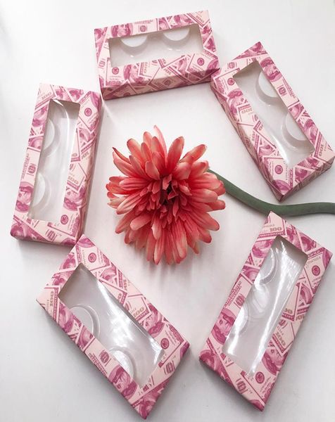 

new style dollars lashes box soft paper eyelashes packing 2050pcs box pink dollars lashes box custom logo2948821