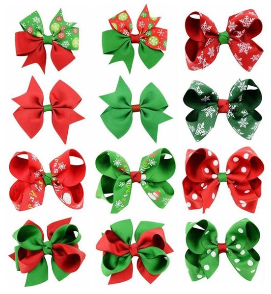 

baby girls bow hairpins barrettes christmas grosgrain ribbon bows with clip snowflake kids girl pinwheel hair clips hair pin acces4237144, Slivery;white