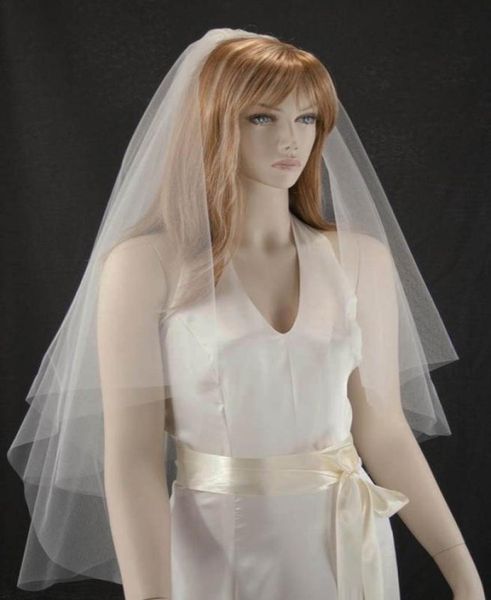 

new fashion real image cut edge with comb 2t lvory white wedding veil fingertip bridal ve7676085, Black