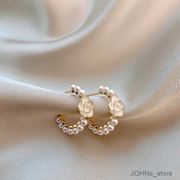 

stud sweet camellia pearl advanced versatile personalised earrings for women fashion earring daily birthday party jewelry gift r230630, Golden;silver