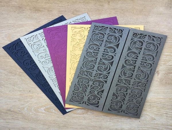 

20color customized pearl lace laser cut wedding invites cover gate open invitations for engagement bridal shower graduation invi2468622, Black