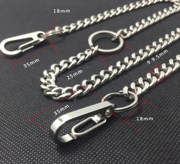 

pure titanium personal defense chain punk pant decoration 600mm long anticorrosion with carabiner rings7827024