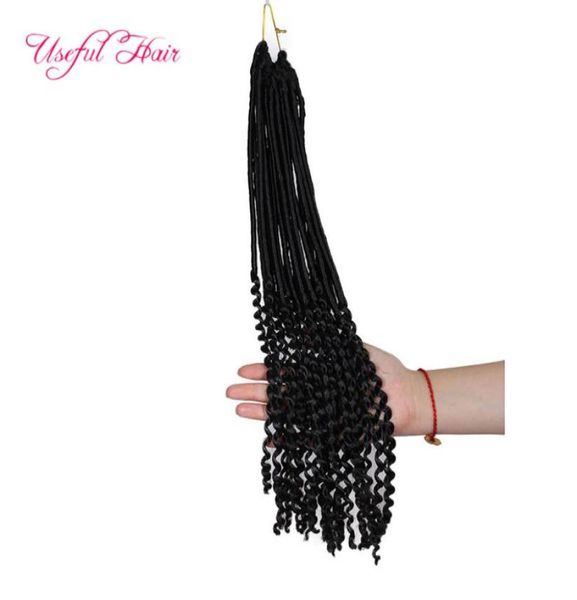 

ombre 27 goddess faux locs 22inch goddess locs hair half straight half curly braids synthetic hair extension crochet braiding hair2032969, Black
