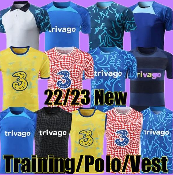

2023 2024 cfc sterling soccer jerseys polo training vest 23-24 pulisic ziyech havertz kante werner abraham chilwell mount jorginho giroud hu, Black;yellow