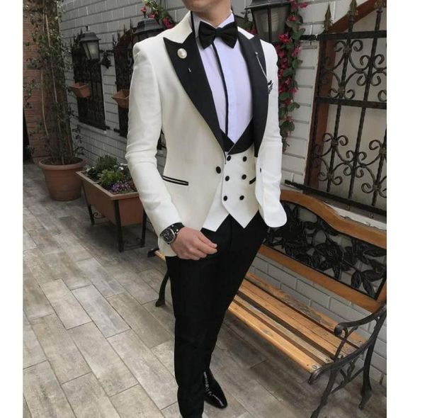 

one button ivory groom tuxedos peak lapel men suits weddingpromdinner man blazer no9997683548, Black;gray