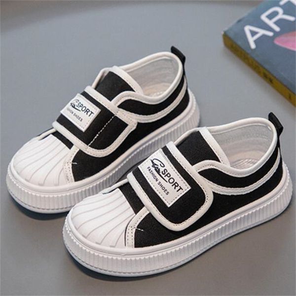 

new style kids athletic shoe soft soled canvas shoes fashion children trainers teenager boys girl running sport shoes toddler baby sneakers, Black