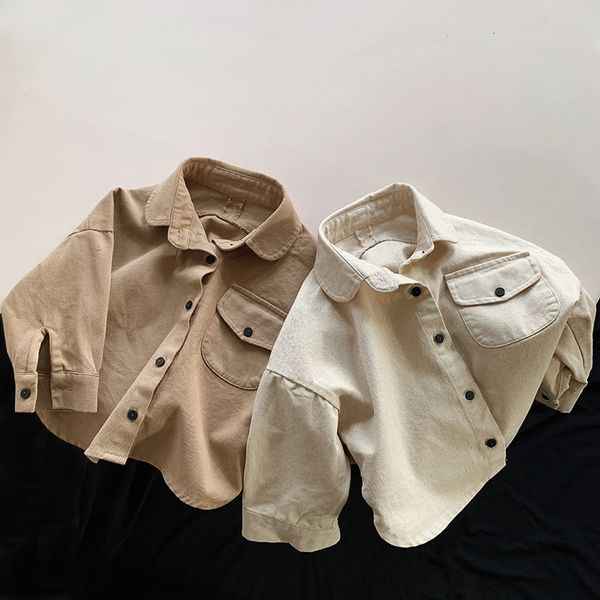 

jackets 2023 children long sleeve shirts jacket baby pocket coat fashion girls cardigan vintage kids boys autumn clothes 230630, Blue;gray