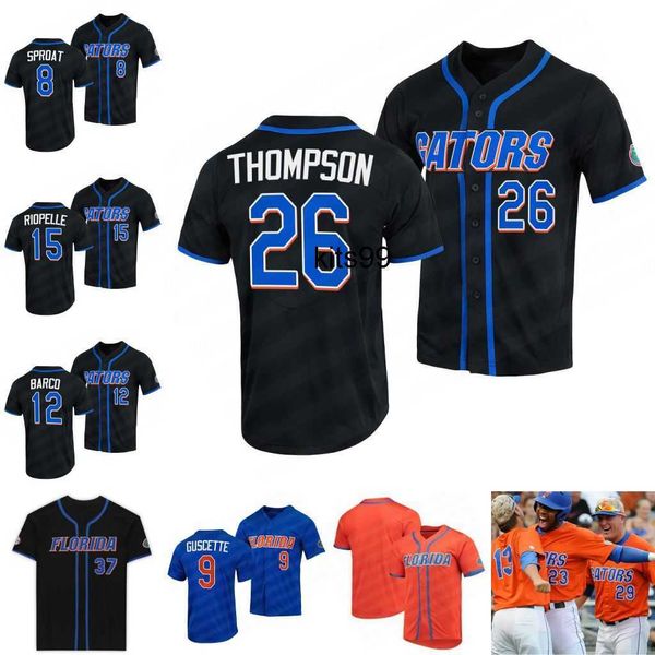 

26 sterling thompson college florida gators baseball jerseys tyler nesbitt bt riopelle colby halter danny young hunter barco jonathan brady, Blue;black