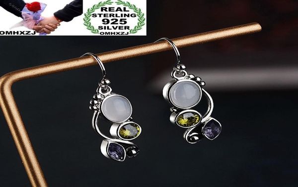 

omhxzj whole european chandelier fashion woman girl party wedding gift vintage moonstone zircon 925 sterling silver drop earri9745237