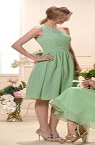 

classic oneshoulder fabulous draped empire waist kneelength train chiffon bridesmaid dresswedding party dresses9686905, White;pink