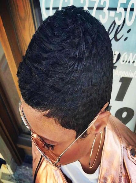 

short pixie cut straight hair peruvian remy human hair wigs for women fashion full machine made none lace wig black purple5507836, Black;brown