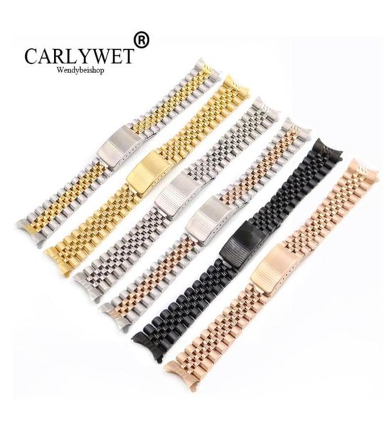 

20mm whole hollow curved end solid screw links replacement watch band strap old style jubilee dayjust4768815, Black;brown