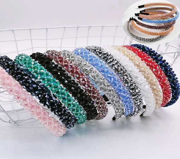 

blingbling crystal beaded hairhoop headwear girl women handmade accessories pearl flower headband 11 colors dhl4044538, Slivery;white