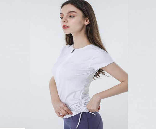 

round neck yoga clothing halfzipper shortsleeved tshirt repair speed dry running fitness clothes outdoor lu sports clothes wome1123269