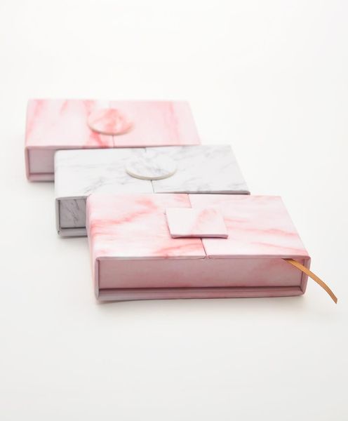 

whole 10pcspack custom eyelashes packaging box with logo label lash boxes packaging faux mink lashes strips marble empty case3156311