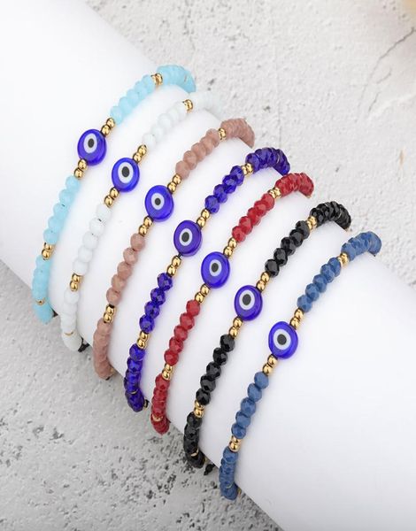 

handmade braided evil blue eye bracelet chain stainless steel crystal beads bracelets for women girls3970949, Black